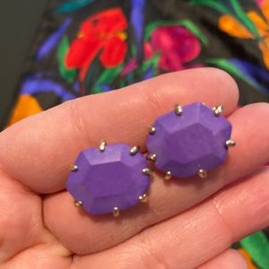 Kendra Scott Authentic Neon Purple Morgan Stud Earrings, Gold Plated Frames RARE